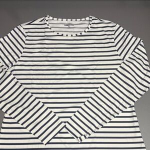 NWT Lands' End Women's Long Sleeve Navy and White Rash Guard
